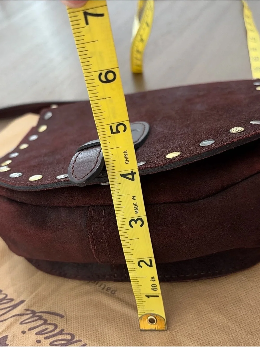 Patricia Nash Isola whiskey Suede Studded Crossbody Bag